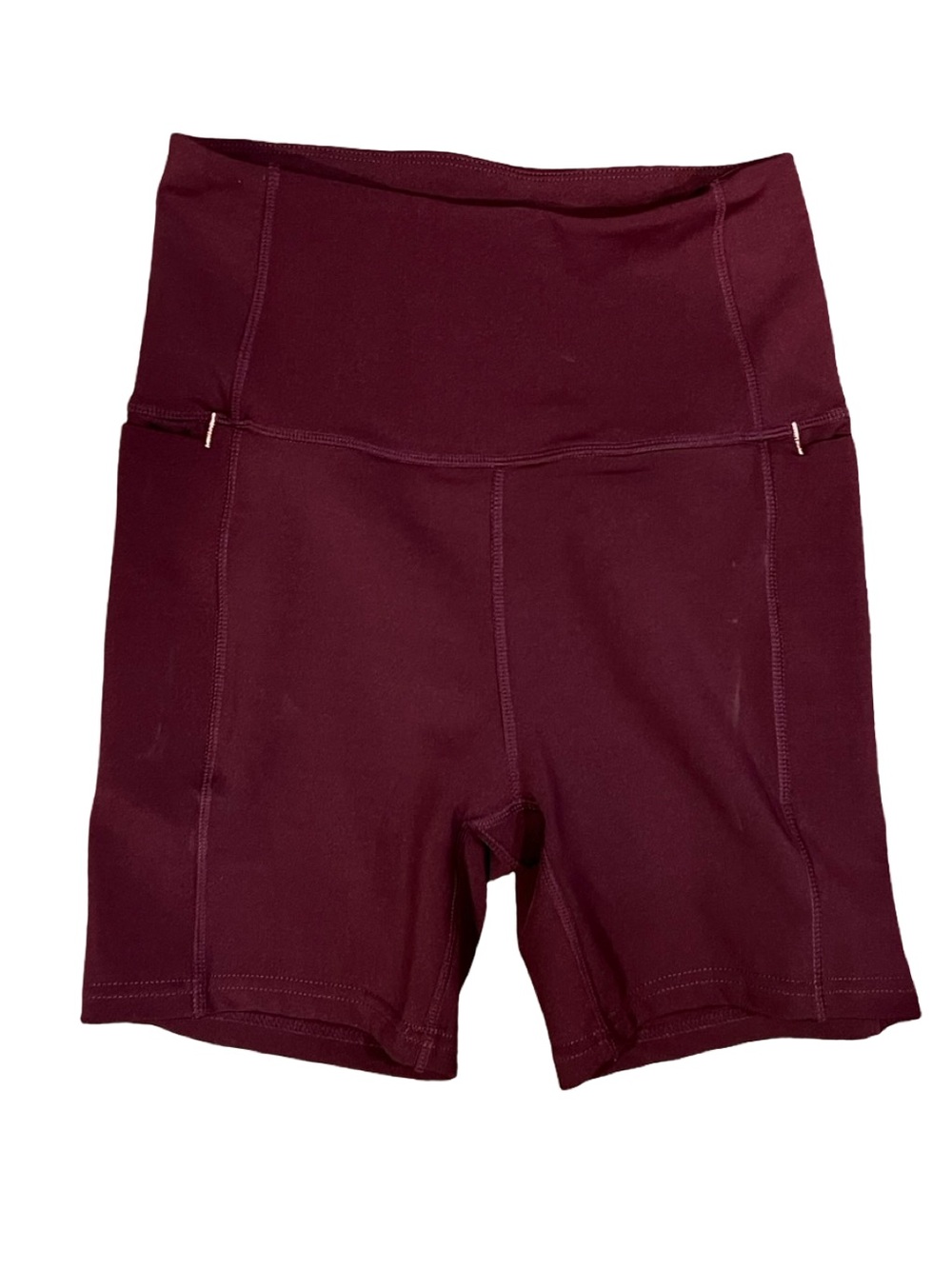 BSP Burgundy Biker Shorts High Waist Fitted Stretch Workout Athleisure Size SWha